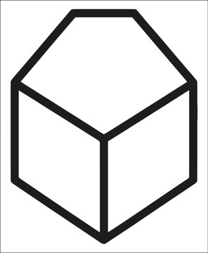 Minimalist black geometric cube icon for modern 3D abstract art, digital design systems, geometric structures, dimensional objects and clean vector illustration concepts.
