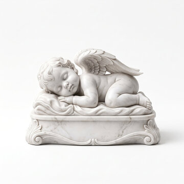 Peaceful sleeping baby angel statue on decorative box