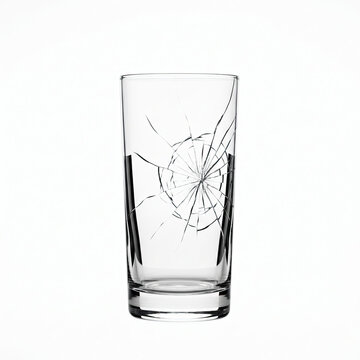 Clear drinking glass broken and shattered, showing fragility
