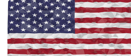 Fototapeta premium Abstract geometric American flag illustration with stars and stripes.