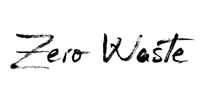 Zero Waste Hand Lettering Brush Script. Handwritten vector brush stroke calligraphy. Green eco friendly quote
