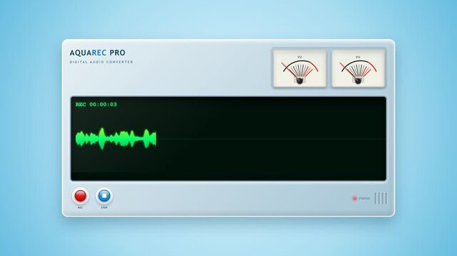 Aero Frutiger Style Sound Recorder Interface with Animated VU Meter