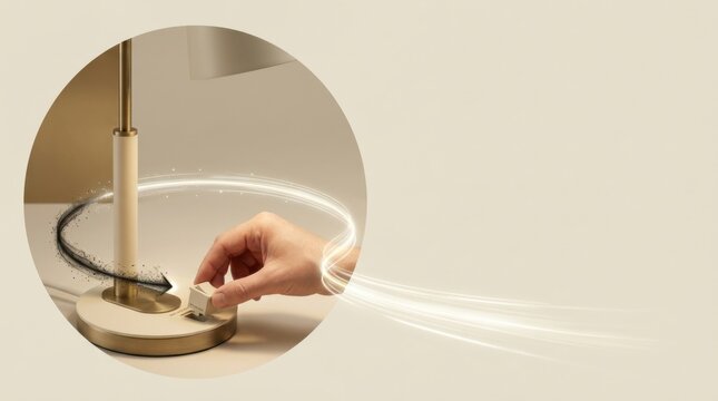 Hand replacing simple switch module in a desk lamp to promote design for longevity and energy conservation