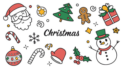 Fototapeta premium A playful hand-drawn Christmas-themed doodle illustration