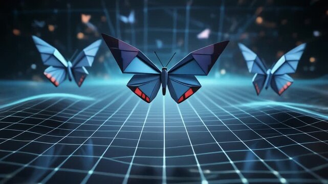 Futuristic Geometric Butterflies in Digital Abstract Network