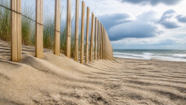 A biodegradable sand fence captures windblown sand from an extremely