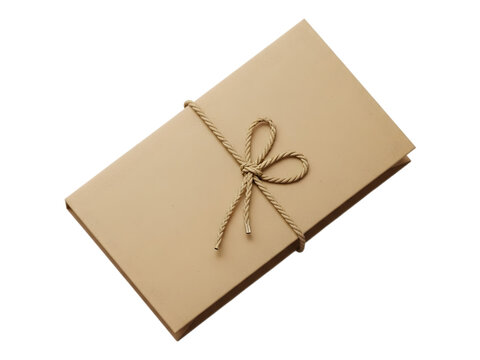 A simple rectangular kraft paper envelope tied with a decorative rustic twine
