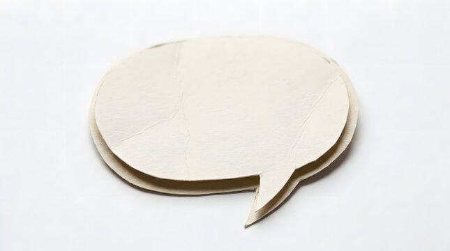 Blank wooden speech bubble cutout isolated on a clean white background for creative design projects