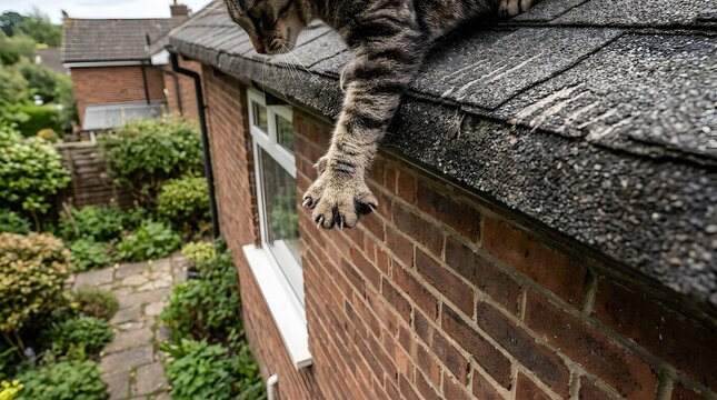 Wild cat instinct showing on house roof