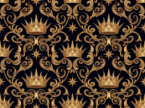 Solar crown seamless pattern