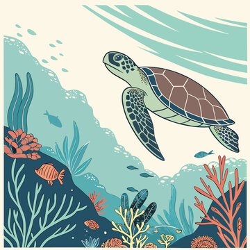 seamless pattern with turtle