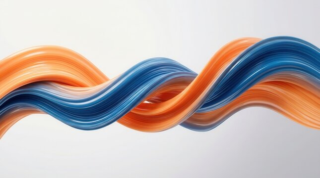 Abstract glossy waves in soft orange and blue hues, elegantly conveying fluidity and motion.