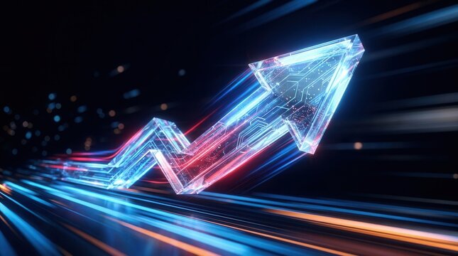 A rising arrow motif highlighting motion dynamics for an abstract representation of speed.