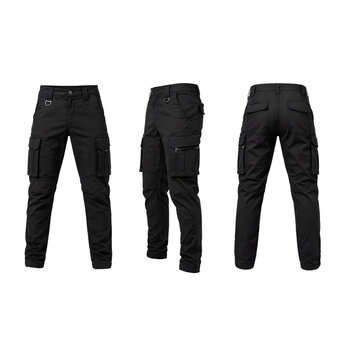 Black Utility Cargo Pants with Multiple Pockets Isolated on White Background