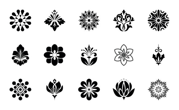 Flower icons set. Isolated elements for design. Vector graphics. Flower collection