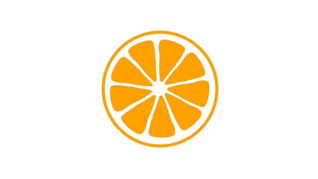 Fresh orange slice vector illustration isolated on white background. Minimalist citrus fruit icon graphic design for food menu and summer logo elements.