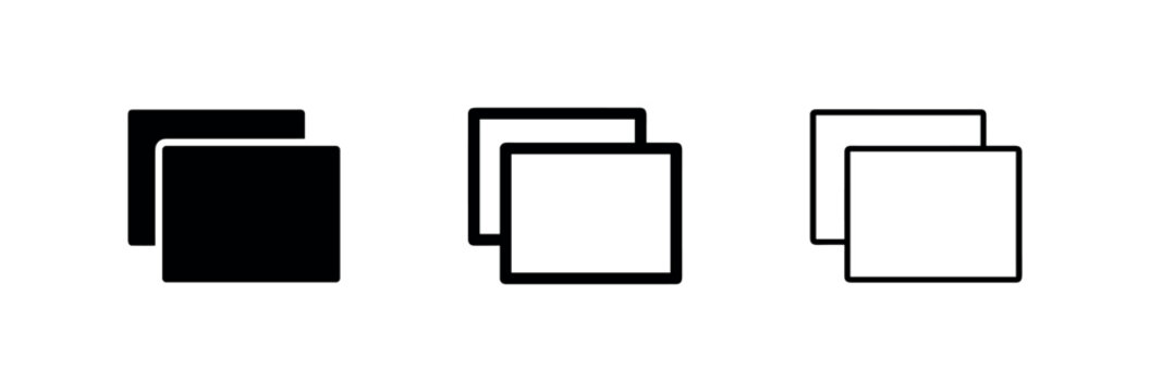 Copy Duplicate Double Layer Document File Icon Set Isolated on White Background
