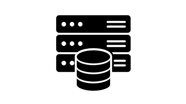 Database Storage Rack Server Processing Information Flat Silhouette Icon Symbol for Corporate Network Infrastructure Graphic Layout