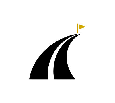 Professional Road to Success Logo Concept with Flag for Business
