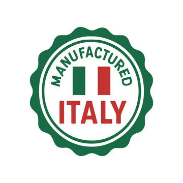 Manufactured in Italy Label Design. Authentic Italian Product Badge. Premium Italy Origin Emblem.