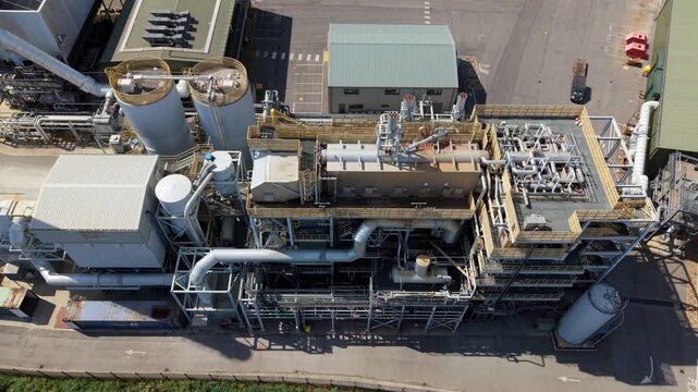 Energy Recovery Facility and Flue Gas Emission Stack in Boston UK Drone View