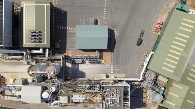 Energy Recovery Facility and Flue Gas Emission Stack in Boston UK Drone View