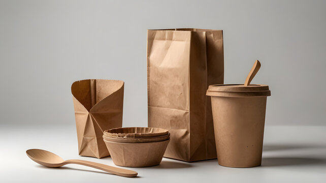 Organic biodegradable fast food paper packaging set