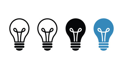 Set of four different light bulb icons representing creative ideas and innovation © Sushanto
