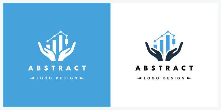Financial growth logo design with hands holding a rising bar chart for business branding.