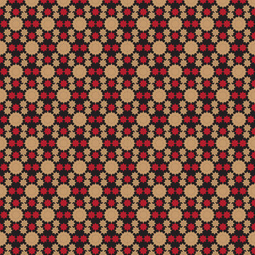 Pattern On Dark Background Modern Repeating Geometric Floral Surface Pattern Elegant Traditional Inspired Decorative Textile Pattern Red Beige Ornamental Medallion Seamless Pattern Sophisticated Geome