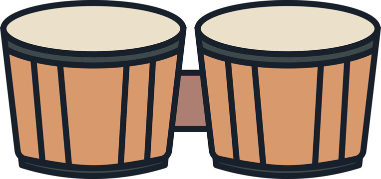 Vector illustration of a traditional set of wooden bongo drums.