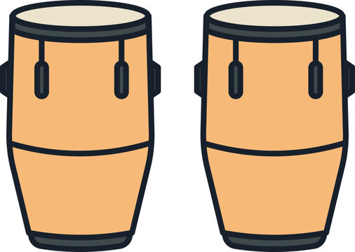 Vector illustration of a pair of conga drums isolated on a white background.