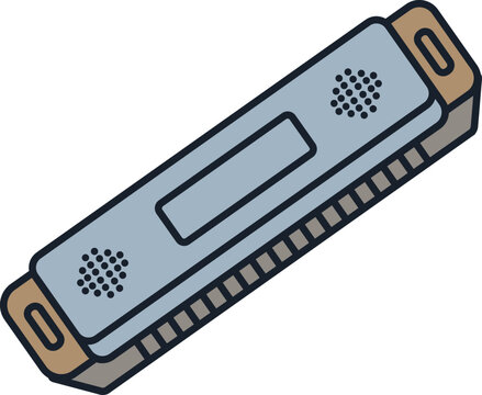 A vector illustration of a harmonica isolated on a white background.