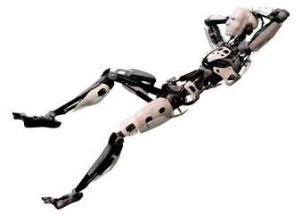 3D Rendering Male Robot on White © photosvac