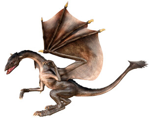 Naklejka premium 3D Rendering Fairy Tale Dragon on White