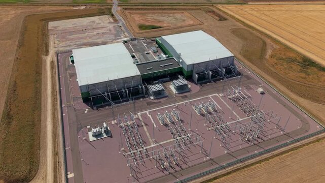 Aerial View of Viking Link HVDC Converter Station in Rural Lincolnshire UK