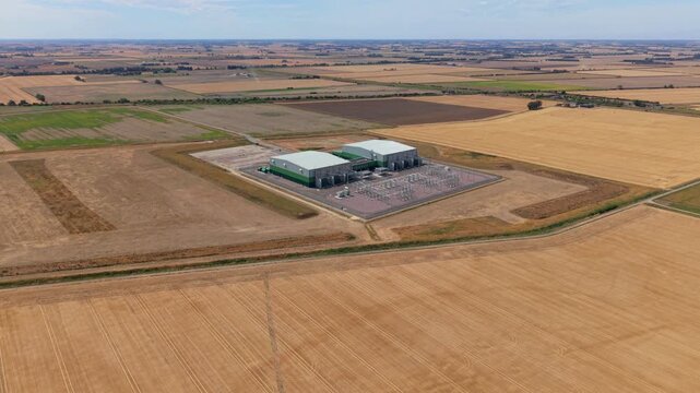 Aerial View of Viking Link HVDC Converter Station in Rural Lincolnshire UK