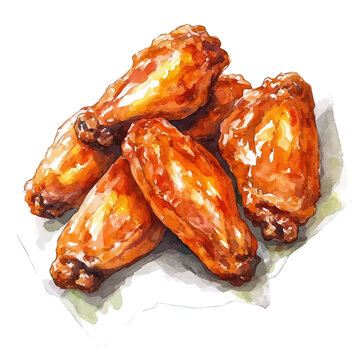 Buffalo Wings, realistic watercolor artwork on white background