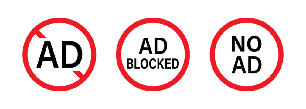 No ad icon, Ad block sign, Advertisement stop symbol. Transparent PNG and vector