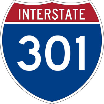 Interstate 301 I-301 US Road Sign Badge Transparent Background PNG