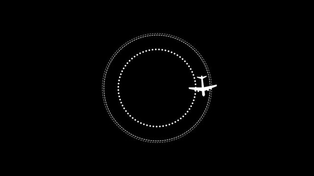 Airplane Animation Seamless motion around a circle on black background.
