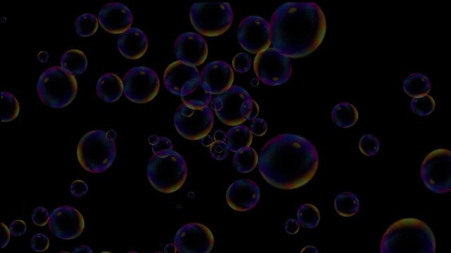 Soap Bubbles Floating Upwards on Black Background Motion Graphics Video