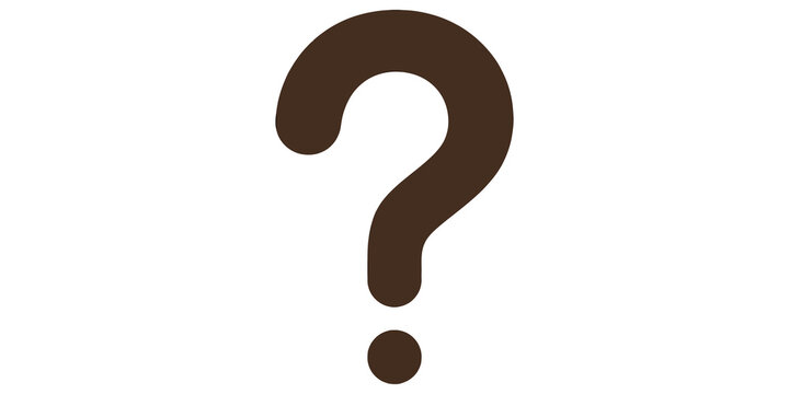 Large brown question mark icon symbol for inquiries answers or doubts on transparent background.