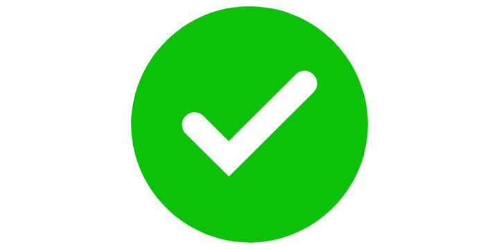Green circular checkmark icon representing success and completion symbols for user interface design.