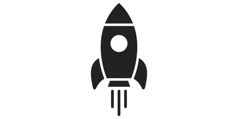 Space rocket ship icon launching with flames representing space travel exploration and startup business growth. © Saba