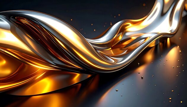 Abstract digital art of flowing golden light waves.