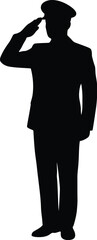 Fototapeta premium Man saluting silhouette vector. Officer salute vector icon