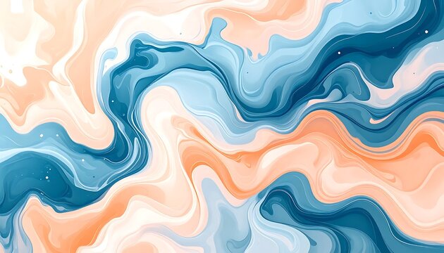 Abstract swirling blue and orange fluid motion texture.