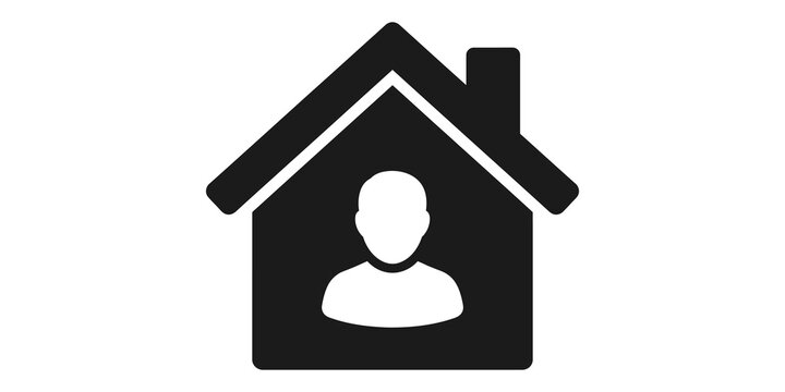 User at home icon representing remote work or personal residence account management.