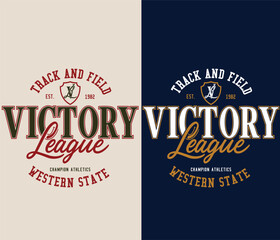 Fototapeta premium Track and Field Victory League Champion Athletics Western State 1982 college typography print artwork